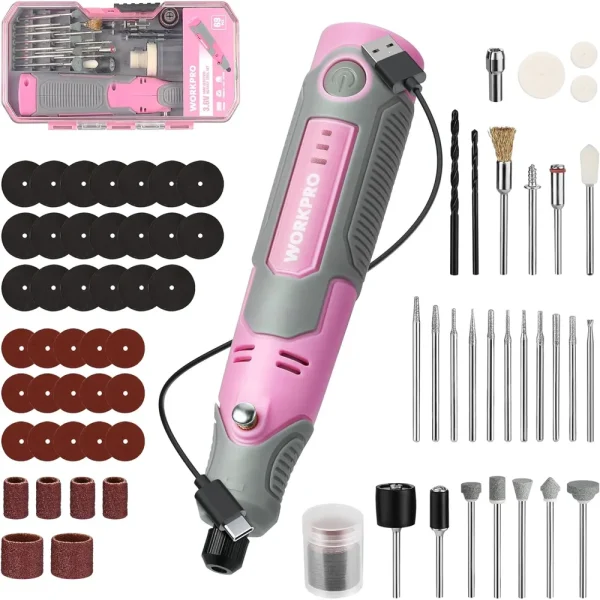 WORKPRO 3.6V Pink Electric Cordless Rotary Tool Set – Pink Ribbon