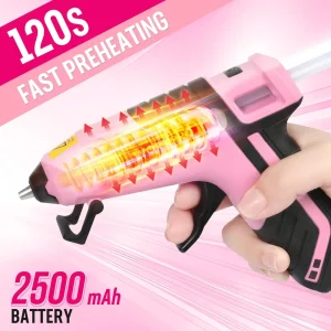 WORKPRO 3.6V Cordless Hot Glue Gun (Upgrade), with 20 Pcs Premium Mini Glue Sticks- Pink Ribbon - view 2