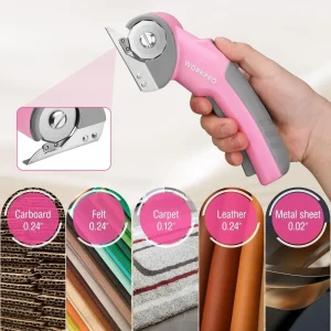 WORKPRO 4V Cordless Electric Scissors/Rotary Cutter with Storage Case – Pink Ribbon - view 4