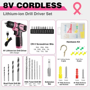 WORKPRO 8V Cordless Drill Driver Set with 53pcs Bit Set, 2.0Ah Electric Drill Kit with 3/8″ Keyless  - view 2