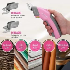 WORKPRO 4V Rechargeable Cordless Electric Scissors With Storage Case & 2 blades – Pink Ribbon - view 4