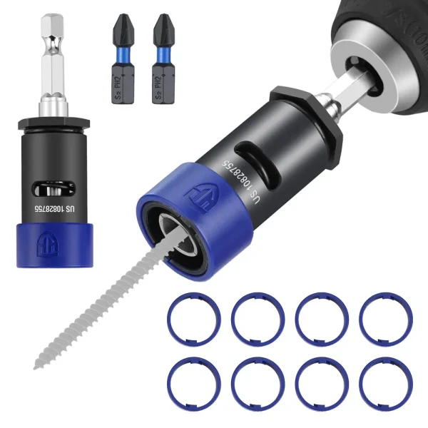 WORKPRO Drywall Bit Holder, Come with 10*Protective Rings, 2 * 1″ PH2 Impact Bits