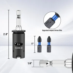 WORKPRO Drywall Bit Holder, Come with 10*Protective Rings, 2 * 1″ PH2 Impact Bits - view 2
