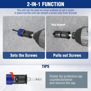 WORKPRO Drywall Bit Holder, Come with 10*Protective Rings, 2 * 1″ PH2 Impact Bits - view 3
