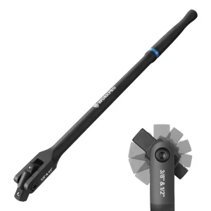 WORKPRO 16-inch Dual Drive Breaker Bar with 360° Rotatable Head, 3/8″ & 1/2″ Drive
