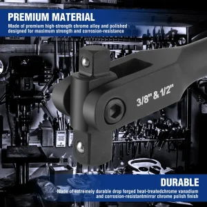 WORKPRO 16-inch Dual Drive Breaker Bar with 360° Rotatable Head, 3/8″ & 1/2″ Drive - view 2