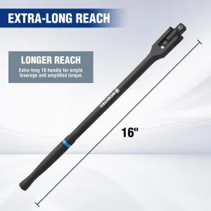 WORKPRO 16-inch Dual Drive Breaker Bar with 360° Rotatable Head, 3/8″ & 1/2″ Drive - view 3