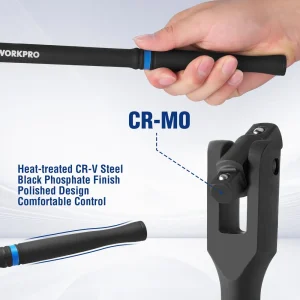 WORKPRO 16-inch Dual Drive Breaker Bar with 360° Rotatable Head, 3/8″ & 1/2″ Drive - view 4