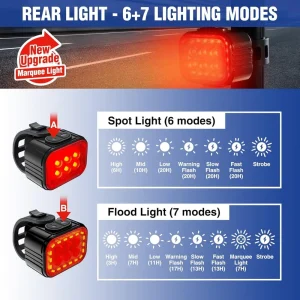 WORKPRO Rechargeable & IP65 Waterproof Ultra Bright Bike Lights Set for Night Riding - view 3