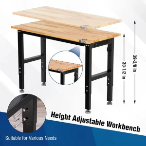 WORKPRO 48″X22″ Adjustable Workbench with Casters, Leveling Foot and Power Outlets, 1500 LBS Load Capacity - view 3