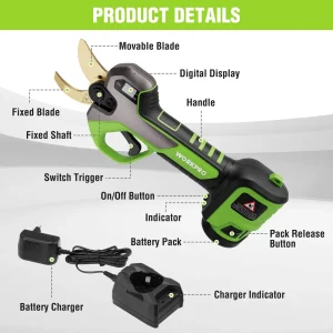 WORKPRO 12V Cordless Electric Pruning Shears with 2 Pack Rechargeable Battery and Fast Charger, 1.2  - view 2