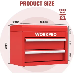 WORKPRO Mini Metal Tool Box with 2 Drawers and Top Storage – Gifts for Christmas - view 4