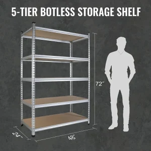 WORKPRO 5-Tier Adjustable Aluminum Alloy Shelf Storage Shelving Unit, 48”W x 24”D x 72”H - view 2