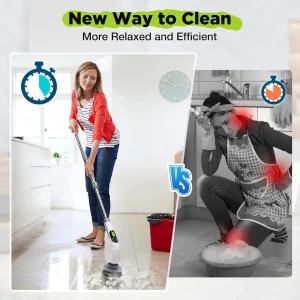 WORKPRO Cordless Electric Spin Scrubber with Long Adjustable Handle & 3-Speed, 8 Replaceable Brush Heads - view 2