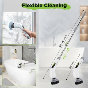 WORKPRO Cordless Electric Spin Scrubber with Long Adjustable Handle & 3-Speed, 8 Replaceable Brush Heads - view 3