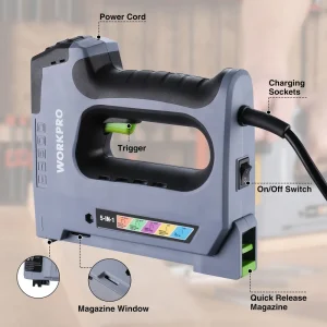 WORKPRO 5 in 1 Staple Gun,110V Corded Brad Nailer with 2000 Staples and Nails - view 3