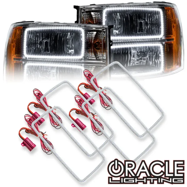 Oracle Lighting 2007-2013 GMC Sierra LED Headlight Square Ring Halo Kit (2629-001, 2629-330, 2629-333, 2629-334, 2629...