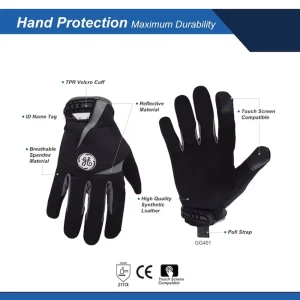 General Electric Black/Gray TPR Velcro Cuff Mechanics Gloves (GG401MC, GG401LC, GG401XLC) - view 2