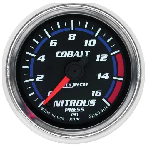 Auto Meter Cobalt 0 To 1600 psi 2-1/16 Inch Nitrous Oxide Pressure Gauge – 6174