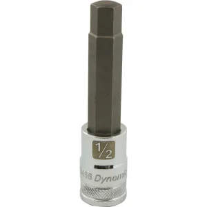 Dynamic Tools 1/2″ Drive SAE Hex Head, 1/2″ Long Bit, Chrome Finish Socket (D013466)