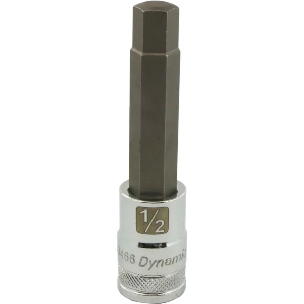 Dynamic Tools 1/2″ Drive SAE Hex Head, 1/2″ Long Bit, Chrome Finish Socket (D013466)