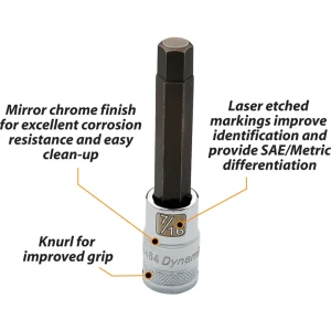 Dynamic Tools 1/2″ Drive SAE Hex Head, 1/2″ Long Bit, Chrome Finish Socket (D013466) - view 2