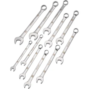 Dynamic Tools 11 Piece Metric Combination Wrench Set, Mirror Chrome Finish, 9mm – 19mm (D074204)