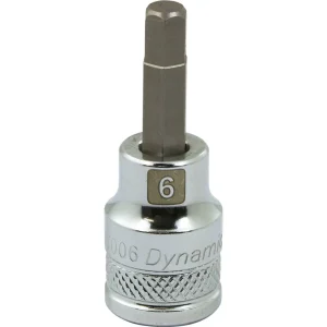 Dynamic Tools 3/8″ Drive Metric Hex Head, 6mm Bit Standard Length, Chrome Finish Socket (D006006)