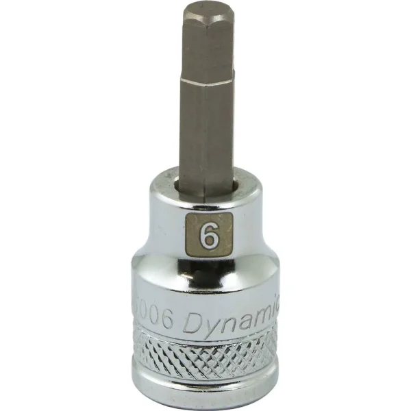 Dynamic Tools 3/8″ Drive Metric Hex Head, 6mm Bit Standard Length, Chrome Finish Socket (D006006)