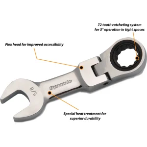 Dynamic Tools 5/16″ Stubby Flex Head Ratcheting Wrench (D076210) - view 2