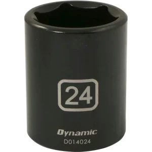 Dynamic Tools 1/2″ Drive 6 Point Metric, 24mm Standard Length, Impact Socket (D014024)