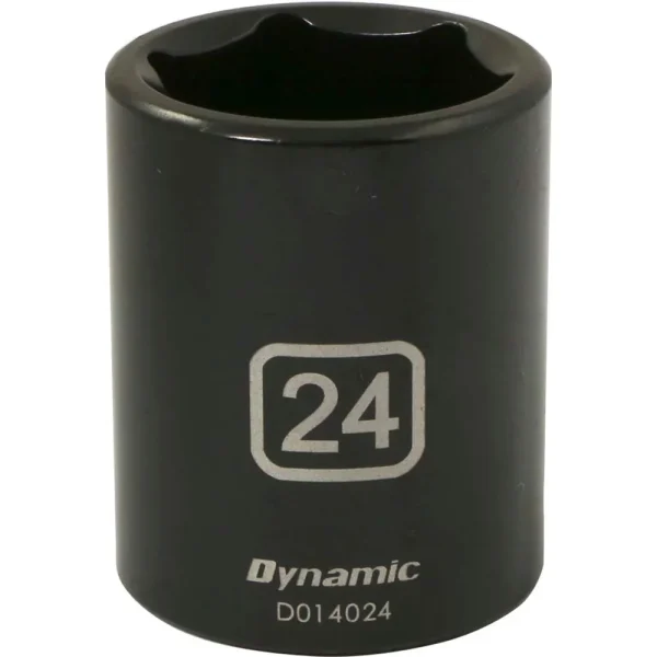 Dynamic Tools 1/2″ Drive 6 Point Metric, 24mm Standard Length, Impact Socket (D014024)