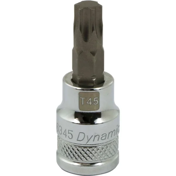 Dynamic Tools 3/8″ Drive Torx® Head, T45 Bit Regular Length, Chrome Finish Socket (D006345)