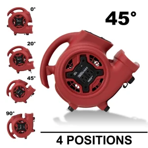 XPOWER 1/4 HP Mini Air Mover with Daisy Chain and Timer (P-230AT-Red) - view 2