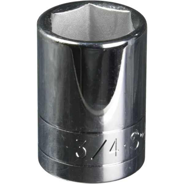 SK Tools 3/4″ 1/2″ Drive 6 Point Fractional Standard Chrome Socket (41124)