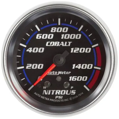 Auto Meter Cobalt 0 To 1600 psi 2-5/8 Inch Nitrous Oxide Pressure Gauge – 7974